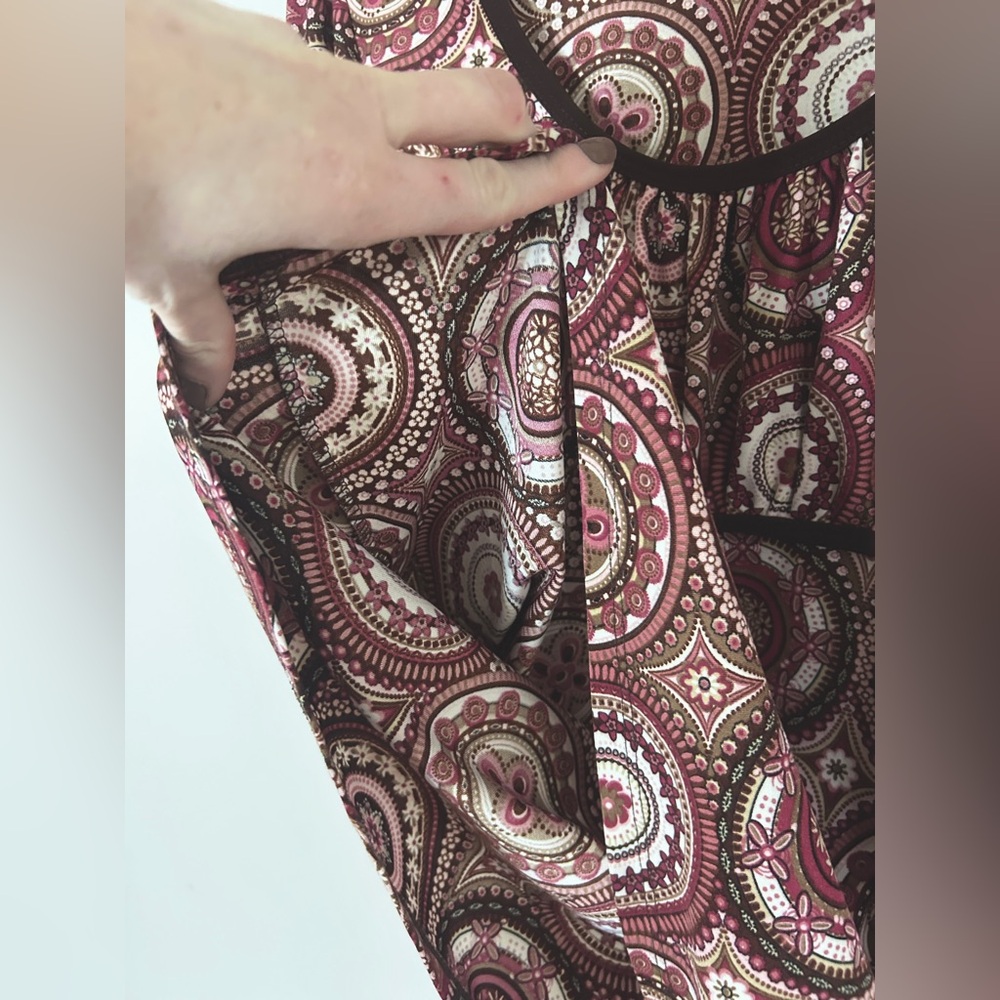 VINTAGE Y2K Babydoll Milkmaid Brown Burgundy Blouse Top Boho Retro Preppy Sz XL - Picture 5 of 11